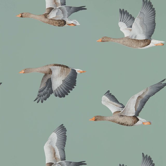 Sanderson Elysian Wallpapers Elysian Geese Blue Clay Wallpaper