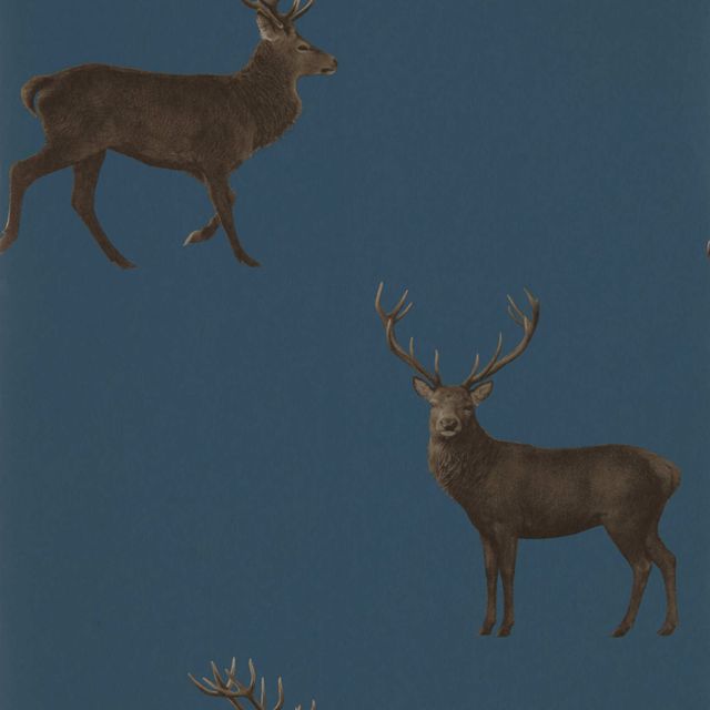 Sanderson Elysian Wallpapers Evesham Deer Indigo Wallpaper