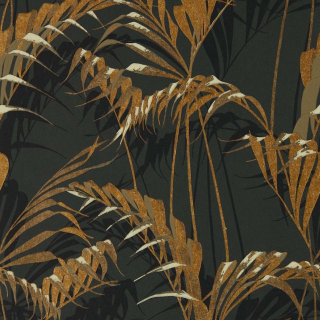 Sanderson Glasshouse Wallpapers Palm House Charcoal/Gold Wallpaper