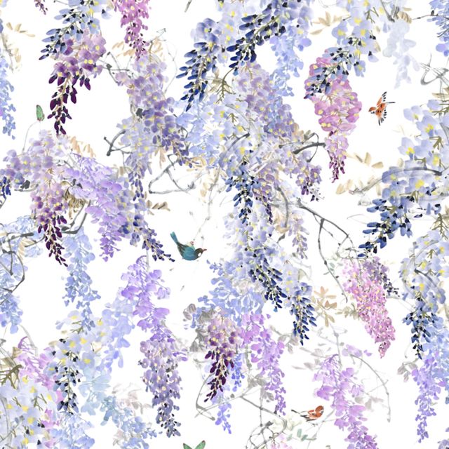 Sanderson Waterperry Wallpapers Wisteria Falls Panel A Lilac Wallpaper