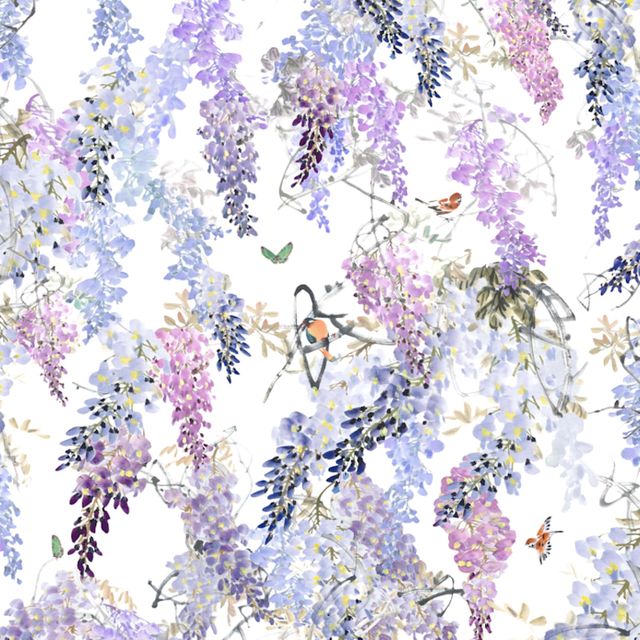 Sanderson Waterperry Wallpapers Wisteria Falls Panel B Lilac Wallpaper