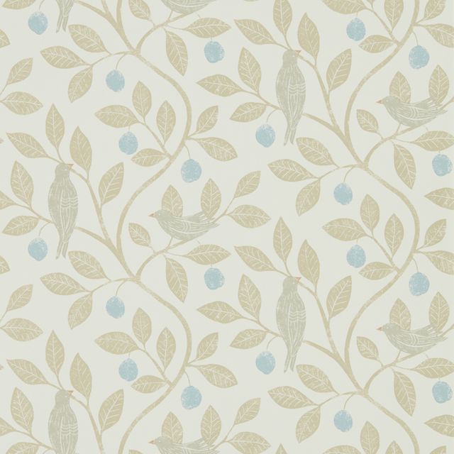 Sanderson Potting Room Wallpapers Damson Tree Denim/Barley Wallpaper