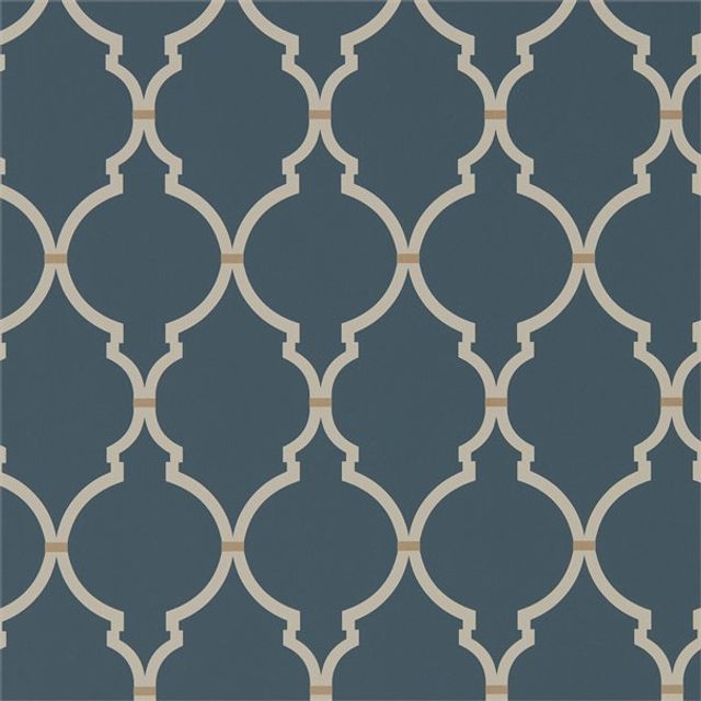 Sanderson Art Of The Garden Wallpapers Empire Trellis Indigo/Linen Wallpaper