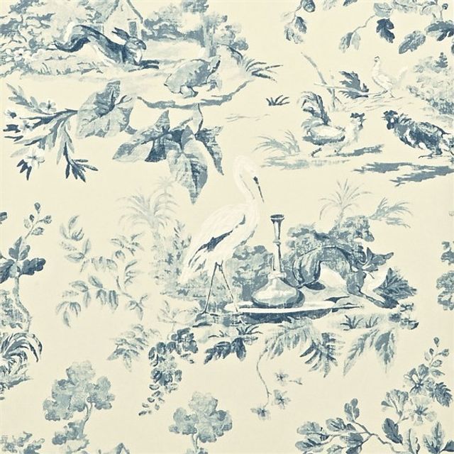 Sanderson Caverley Wallpapers Aesops Fables Blue Wallpaper