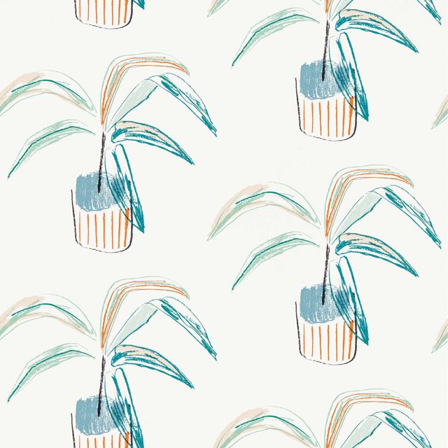 Scion Zanzibar Wallpaper Crassula Tangerine/Mint Wallpaper