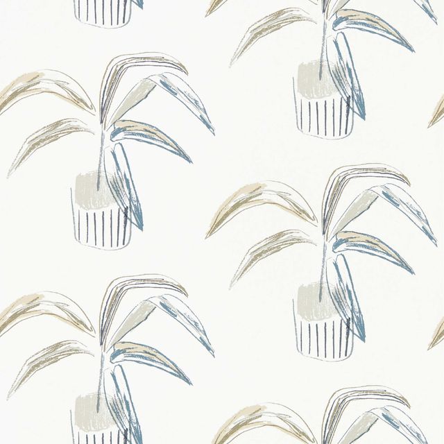 Scion Zanzibar Wallpaper Crassula Putty/Slate Wallpaper