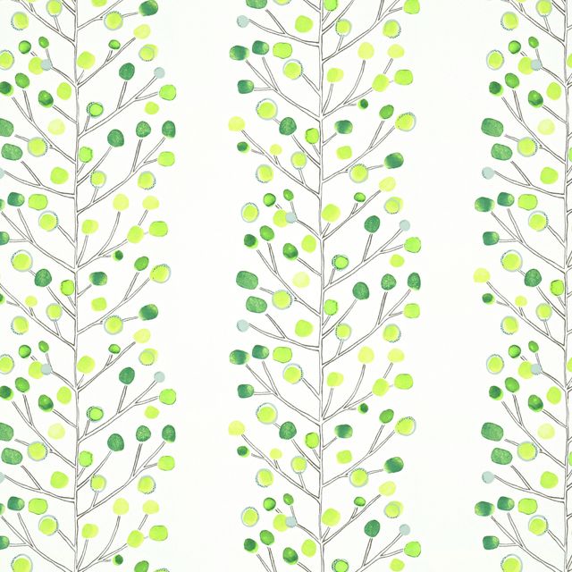 Scion Esala Wallpapers Berry Tree Emerald Lime and Chalk Wallpaper