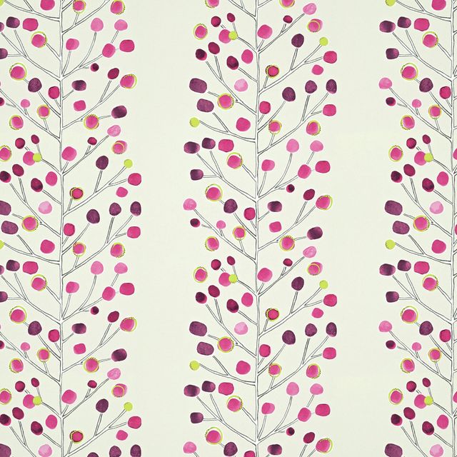 Scion Esala Wallpapers Berry Tree Mink Plum Berry and Lime Wallpaper