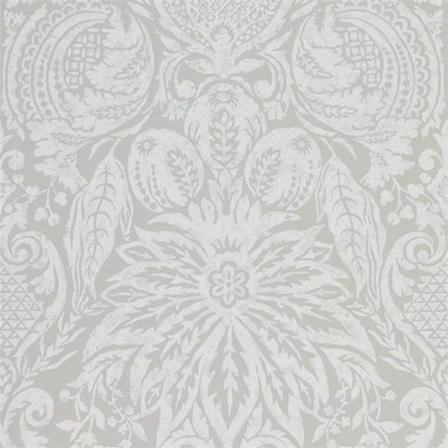 Mitford Damask Platinum Grey Wallpaper