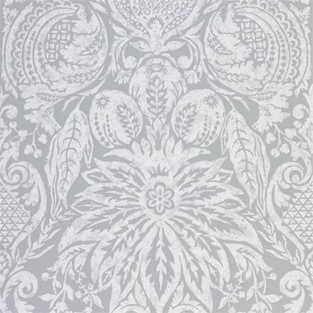 Zoffany Darnley Wallpapers Mitford Damask Empire Grey Wallpaper