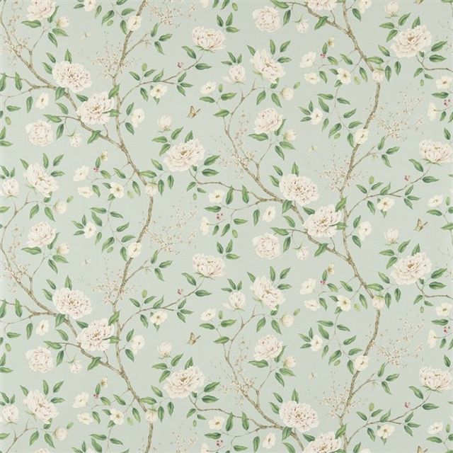 Zoffany Woodville Papers Romey'S Garden Sea Green Wallpaper