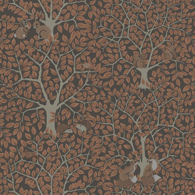 In the Forest Orange Brown Wallpaper