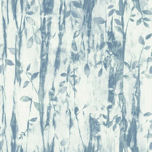 BATIK LEAVES Blue Wallpaper