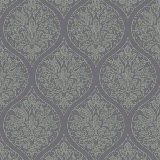 Emporium Ogee Purple and Silver Wallpaper