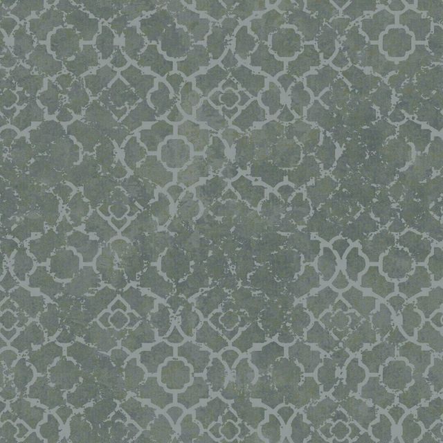 Aged Quatrefoil Grey and Silver Wallpaper