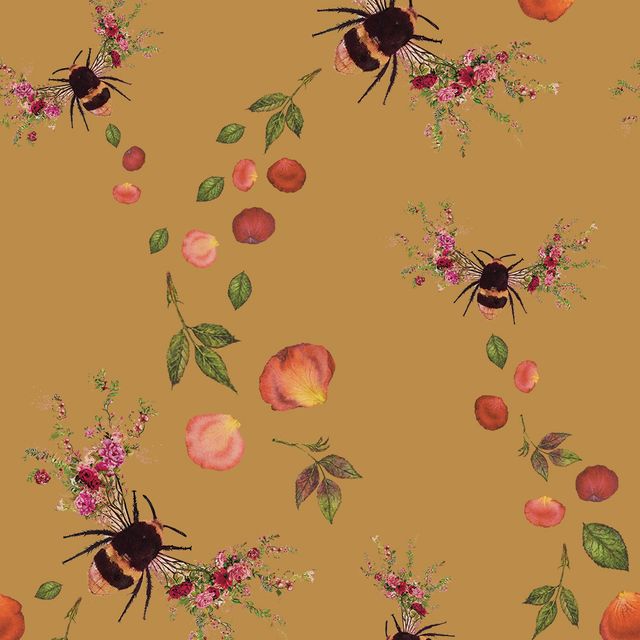 Bee Bloom Gold  Wallpaper
