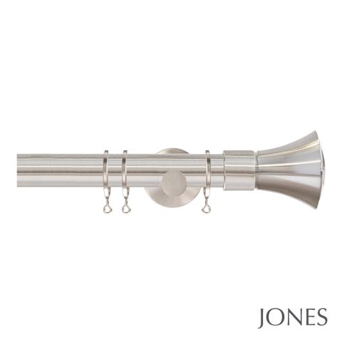 Strand 35mm Matt Nickle Pole Set With Cone Finials & Ceiling Brackets