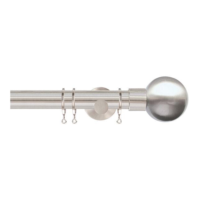 Jones  Strand 35mm Matt Nickle Pole Set With Metal Ball Finials & Ceiling Brackets