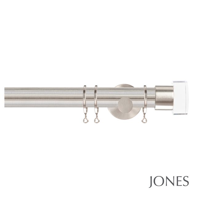 Jones  Strand 35mm Matt Nickle Pole Set With Acrylic End Stops & Ceiling Brackets