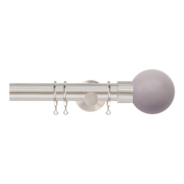 Jones  Strand 35mm Matt Nickle Pole Set With Heather Ball Finials & Ceiling Brackets