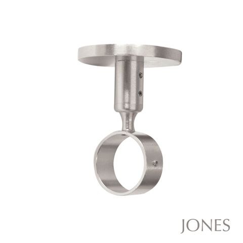 Jones  Strand 35mm Matt Nickle Pole Set With Lead Ball Finials & Ceiling Brackets
