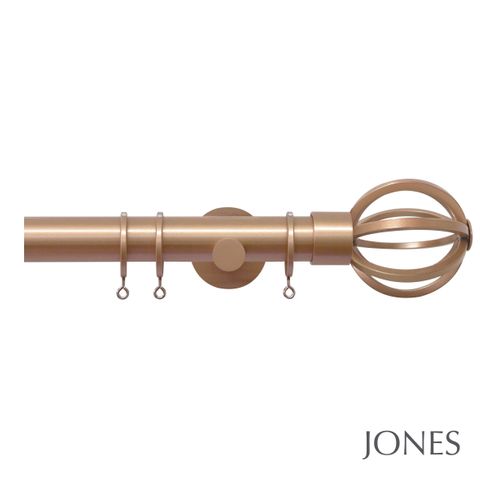 Strand 35mm Rose Gold Pole Set With Cage Finials & Extension Brackets