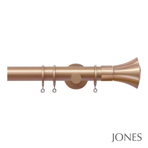 Strand 35mm Rose Gold Pole Set With Cone Finials & Extension Brackets