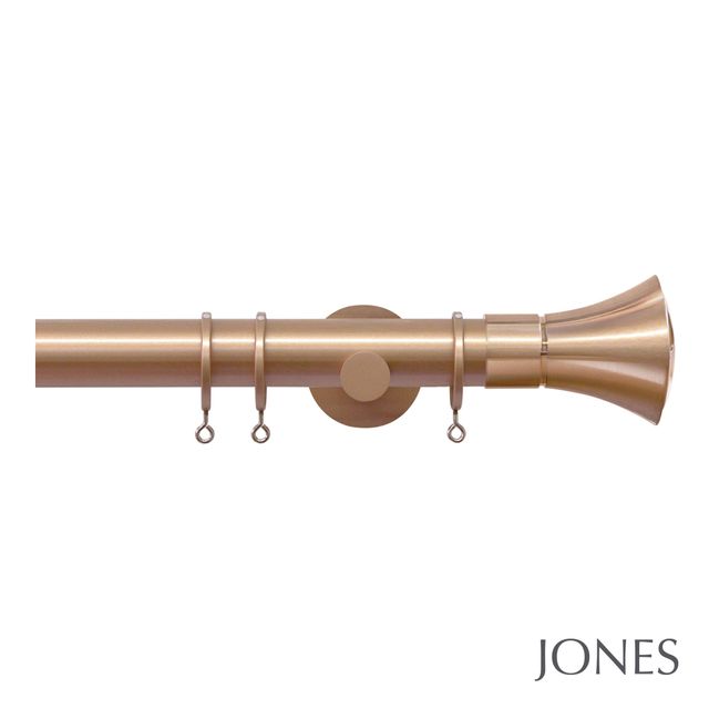 Jones  Strand 35mm Rose Gold Pole Set With Cone Finials & Extension Brackets