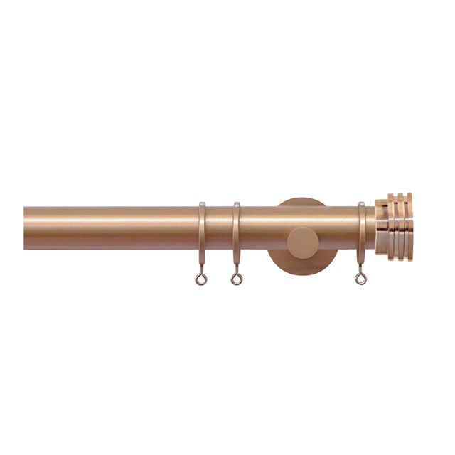 Strand 35mm Rose Gold Pole Set With Ribbed End Stops & Extension Brackets