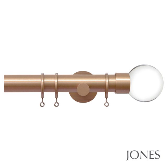 Jones  Strand 35mm Rose Gold Pole Set With Acrylic Ball Finials & Extension Brackets