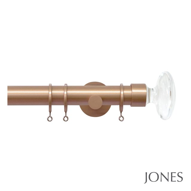 Strand 35mm Rose Gold Pole Set With Acrylic Disc Finials & Extension Brackets