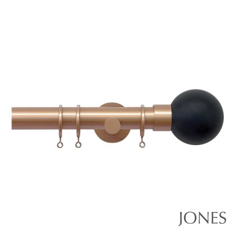 Strand 35mm Rose Gold Pole Set With Charcoal Ball Finials & Extension Brackets