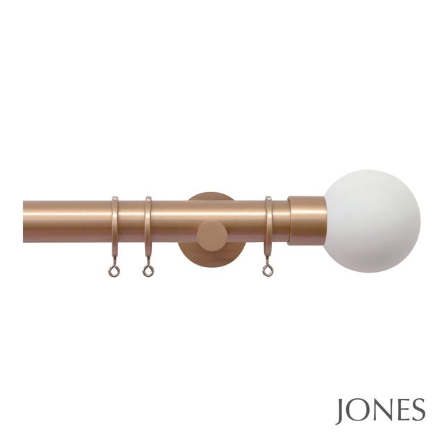 Strand 35mm Rose Gold Pole Set With Stone Ball Finials & Extension Brackets
