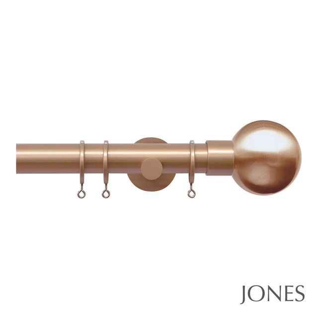 Strand 35mm Rose Gold Pole Set With Metal Ball Finials - Passover Brackets & Rings