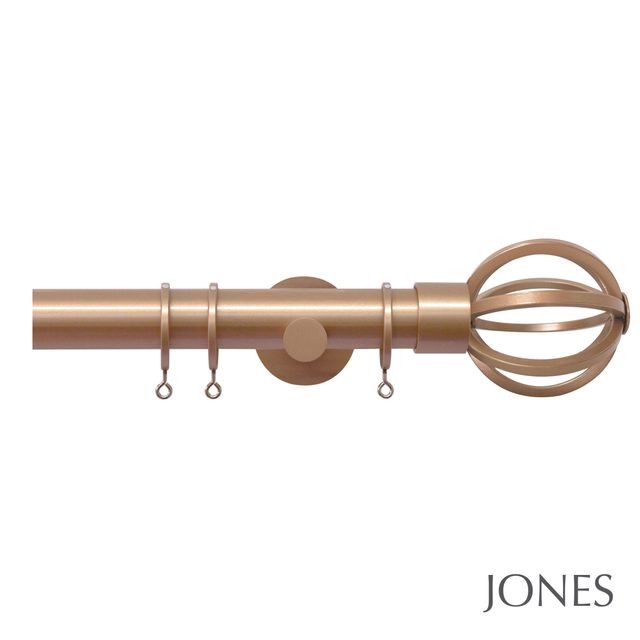Strand 35mm Rose Gold Pole Set With Cage Finials & Ceiling Brackets