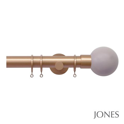 Strand 35mm Rose Gold Pole Set With Heather Ball Finials & Ceiling Brackets