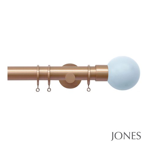 Strand 35mm Rose Gold Pole Set With Sky Ball Finials & Ceiling Brackets