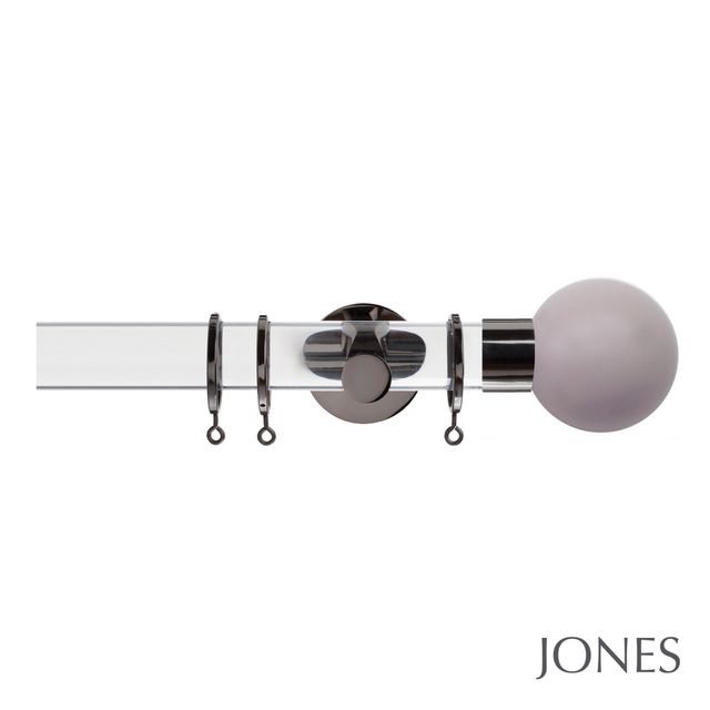 Jones  Strand 35mm Acrylic Pole Set With Heather Ball Finials & Ceiling Brackets