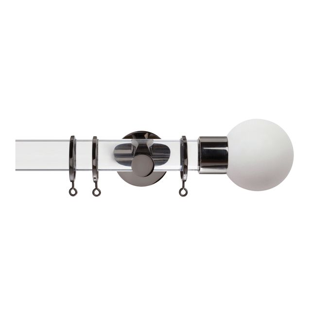 Jones  Strand 35mm Acrylic Pole Set With Stone Ball Finials & Ceiling Brackets