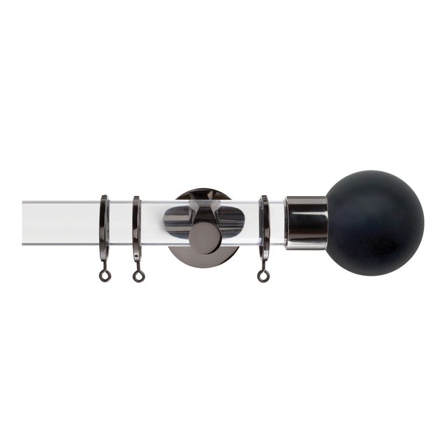 Strand 35mm Acrylic Pole Set With Charcoal Ball Finials - Passover Brackets & Rings