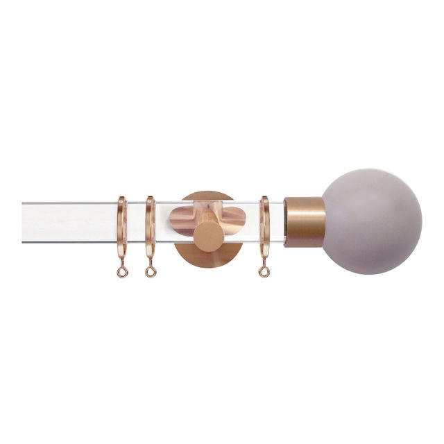 Jones  Strand 35mm Acrylic Pole Set With Heather Ball Finials - Rose Gold Fixings