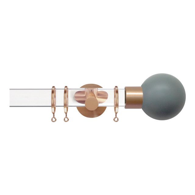Strand 35mm Acrylic Pole Set With Lead Ball Finials - Rose Gold Fixings