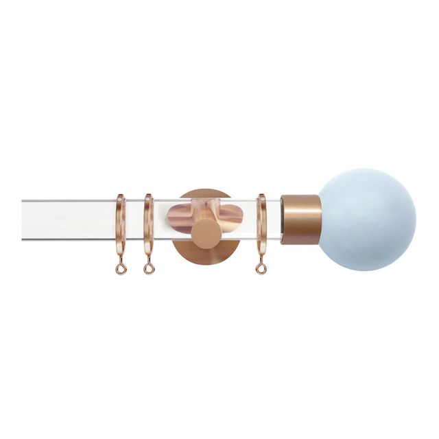Strand 35mm Acrylic Pole Set With Sky Ball Finials - Rose Gold Fixings