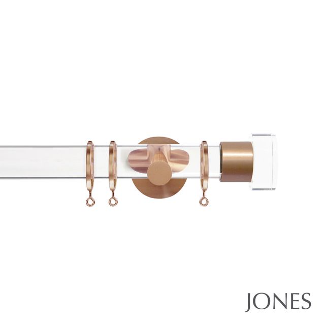 Jones  Strand 35mm Acrylic Pole Set With Acrylic End Stops - Rose Gold Fixings