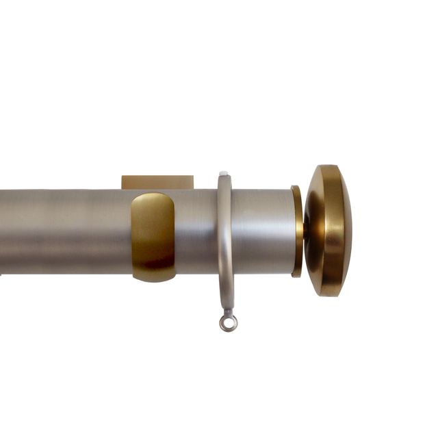 Esquire 50mm Brushed Nickel & Brushed Gold Pole Set With Curved Disc Finials