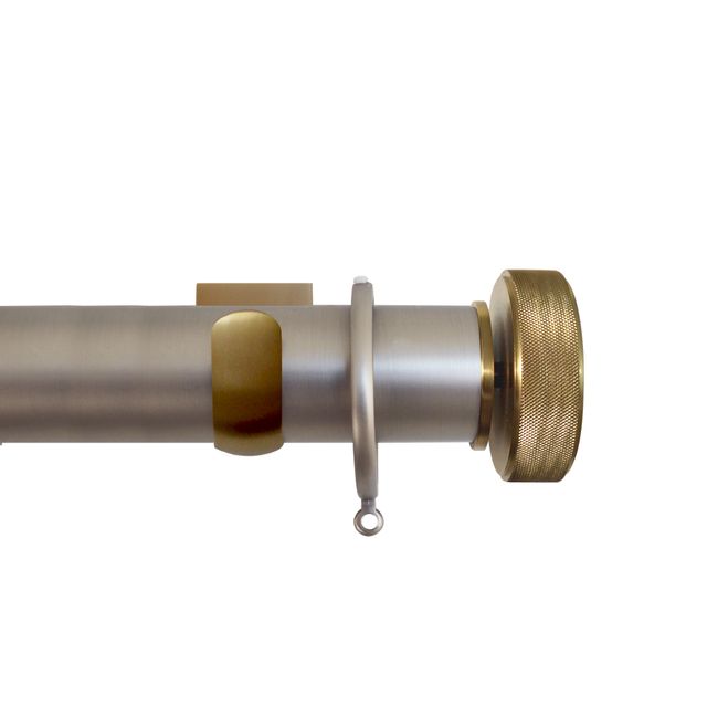 Esquire 50mm Brushed Nickel & Brushed Gold Pole Set With Etched Disc Finials