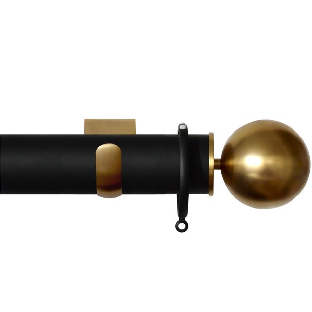 Esquire 50mm Carbon Black & Brushed Gold Pole Set With Sphere Finials