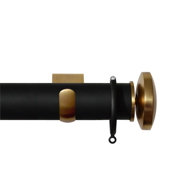 Esquire 50mm Carbon Black & Brushed Gold Pole Set With Curved Disc Finials