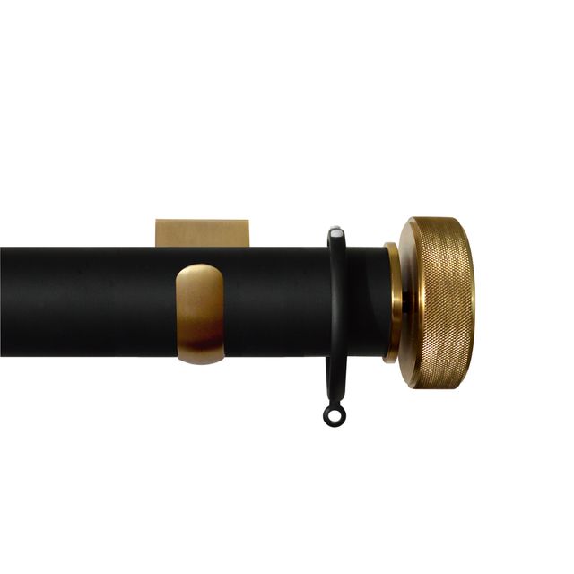 Esquire 50mm Carbon Black & Brushed Gold Pole Set With Etched Disc Finials