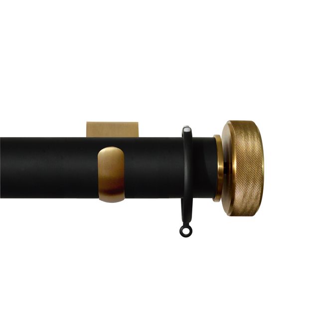 Jones  Esquire 50mm Carbon Black & Brushed Gold Pole Set With Etched Disc Finials